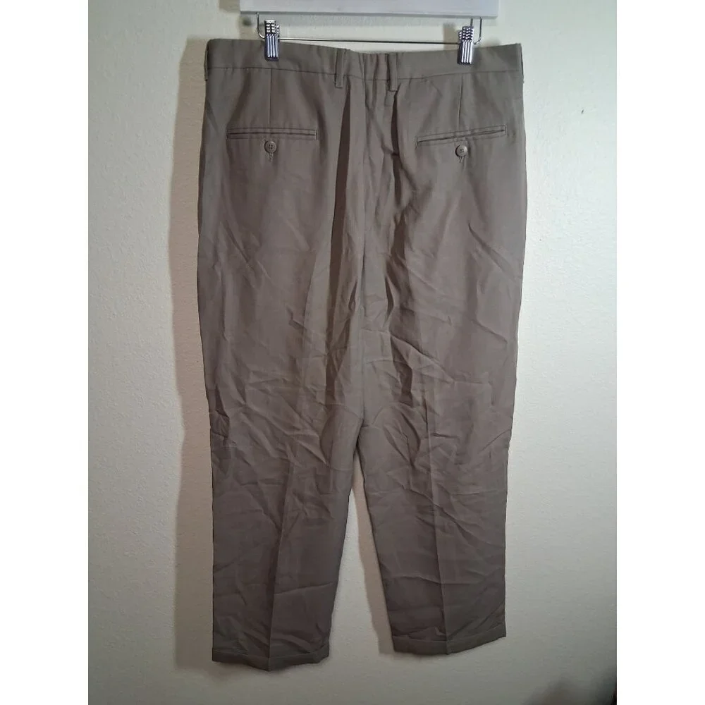 Claiborne Pleated Dress Pants Business Casual Office Slacks Trousers Beige 36x29